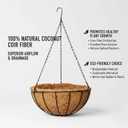 4 Pack 16 Inch Metal Hanging Planter BasketNatural Round Coconut Hanging Plant Flower PotCoconut Coir Planter for Hanging Basket Flowers/Vegetables Home Garden Patio Decoration Watermelon
