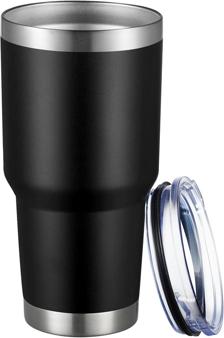 MEWAY 30oz Tumbler Double Wall Vacuum Insulated Travel Mug, Stainless Steel Tumbler with Lid, Durable Powder Coated Insulated Coffee Cup for Cold & Hot Drinks (Black,1 PACK)