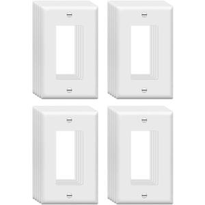ZEFTV Mid-Size Decorator Wall Plates 1-Gang 4.89" x 3.12" Switch Outlet Electrical Cover Plate Unbreakable Thermoplastic Faceplate for Light Receptacle Outlet Switch, White (20 Pack)