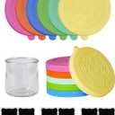 12 Pack Silicone Oui Yogurt Jar Lids with 12 Labels, Food-Grade Lids for 5Oz Oui Yogurt Jars, Reusable Silicone Canning Covers Perfect for Oui Yogurt Bottle(Jar not Includ) (Multicolor)