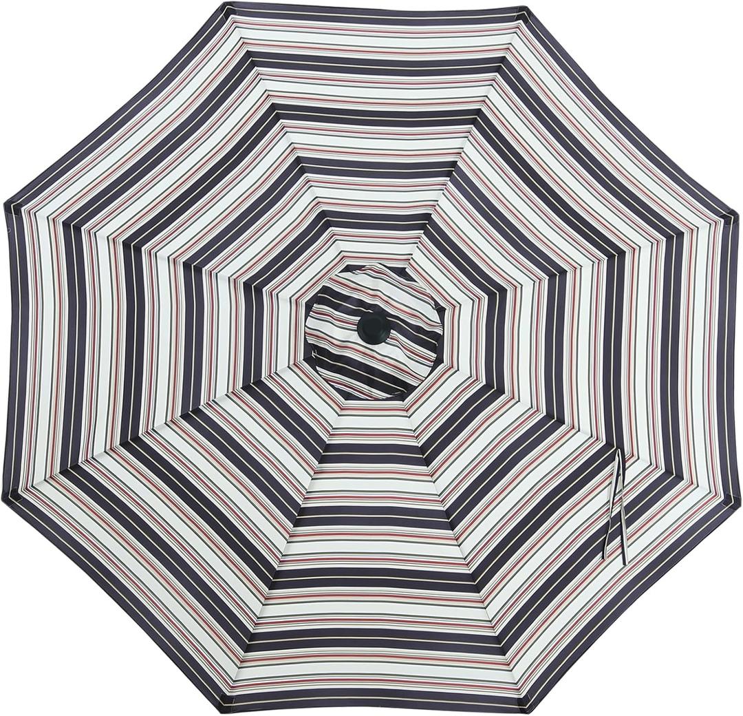 MASTERCANOPY Patio Umbrella 9 ft Replacement Canopy for 8 Ribs-Black and Red stripe Canopy Only