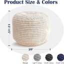 Round Pouf Ottoman,Corduroy Poufs with Memory Foam Filling for Foot Rest,Soft Footstool for Living Room,Office,20"x 15",Beige