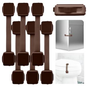 Cabinet Locks Baby Proofing (6-Pack Brown) - Child Proof Cabinet Locks, No Drilling, Easy Installation, Adjustable & Reusable, Drawer Locks Baby Proofing