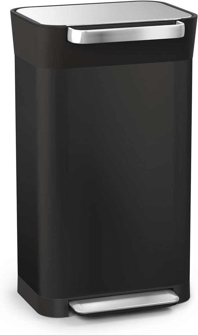 Joseph Joseph Intelligent Waste Titan Trash Can Compactor with Odor Filter, Compacts up to 3X Trash, Black