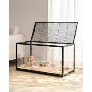 VEVOR Hamster Cage, 360 Viewing Transparent Hamster Habitats, Small Animal Cage (37.8"L x 18.5"W x 21.7"H)