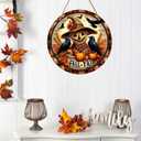 Autumn Wreath,12 Inch Crow and Scarecrow Fall Wreaths for Front Door,Wood Hanging Sign Halloween Door Decorations Autumn Hanging Wall Decor for Farmhouse Home Indoor Outdoor Party Supplies (Styl 7)