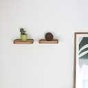 Raft Floating Shelf Wood Round Wall Mounted Showcase Wall Shelf Hanging Planter Storage Wooden Shelf for Plants Photo Candle Invisible Wall Decoration Design Set of 2 (Square 7.09 inch)