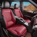 AuraSettle Premium Perforated Napa Leather Car Seat Covers Semi Universal Fit with Lumbar Support, Storage Bag for SUV Sedan Truck (Burgundy, Front Row Single seat)