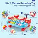 Baby Musical Toys, 3 in 1 Piano Keyboard Xylophone Drum Set for 1 Year Old Girls Toys, Learning Toys for Toddlers 1-3, Baby Piano 18 Months - 1 2 3 4 Year Old Girl Toys Toddler
