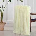 Tuddrom Decorative Extra Soft Faux Fur Blanket Twin Size 70" x 78",Solid Reversible Fuzzy Long Hair Shaggy Fluffy Cozy Plush Fleece Comfy Microfiber Blanket for Couch Sofa Bed,Light Yellow