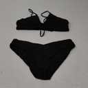 SherryDC Women's Cheeky V Cut Bikini Set Sexy 2 Piece Swimsuit String High Cut Bathing Suit (Black)