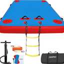 VOFiTNY Inflatable Floating Dock, Swim Platform Floating Dock for Lakes, Lake Floats for Adults, Island Raft Mat for Lake Beach Ocean, Non-Slip Surface (5ft x 6ft x 6", Poppy Red+Blue)