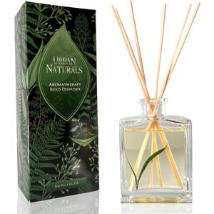 Urban Naturals Eucalyptus Sage Reed Diffuser Oil Gift Set Eucalyptus, Sage, Mint, Lime & Cedarwood Essential Oils Relaxing Scent Sleek Rectangular Refillable Glass Bottle Made in the USA