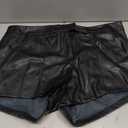 Women's Micro Faux Leather Shorts Low Rise Waist Stretch Black Mini Hot Shorts Rave Club Party (Black, XXL)