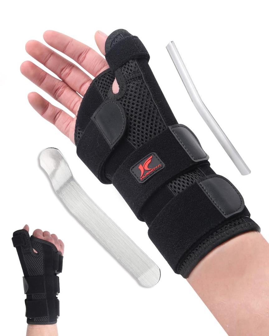 Hurmoya Wrist Brace Thumb Spica Splint Support for Carpal Tunnel, De Quervain's Tenosynovitis, Tendonitis Pain Arthritis Trigger for Man and Women (Large - Right Hand)
