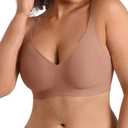 FeelinGirl Jelly Bras for Women Wireless Push Up Bralettes Seamless Full Coverage Supportive No Underwire Tshirt Bra (X-Large, Brown)