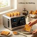 4 Slice Touch Screen Toaster with LCD Display Stainless Steel Digital Toasters 6 Bread Types& 6 Shade Settings Smart Extra Wide Slots Toaster With Bagel Cancel Defrost Reheat Functions