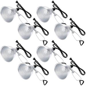 Macarrie 8 Pack Clamp Lamp Light with Aluminum Reflector, 6ft SPT-2 18awg Cord and Adjustable Stand Fixture, up to 150 Watt, E26 Socket, No Bulb(5.5 Inch)