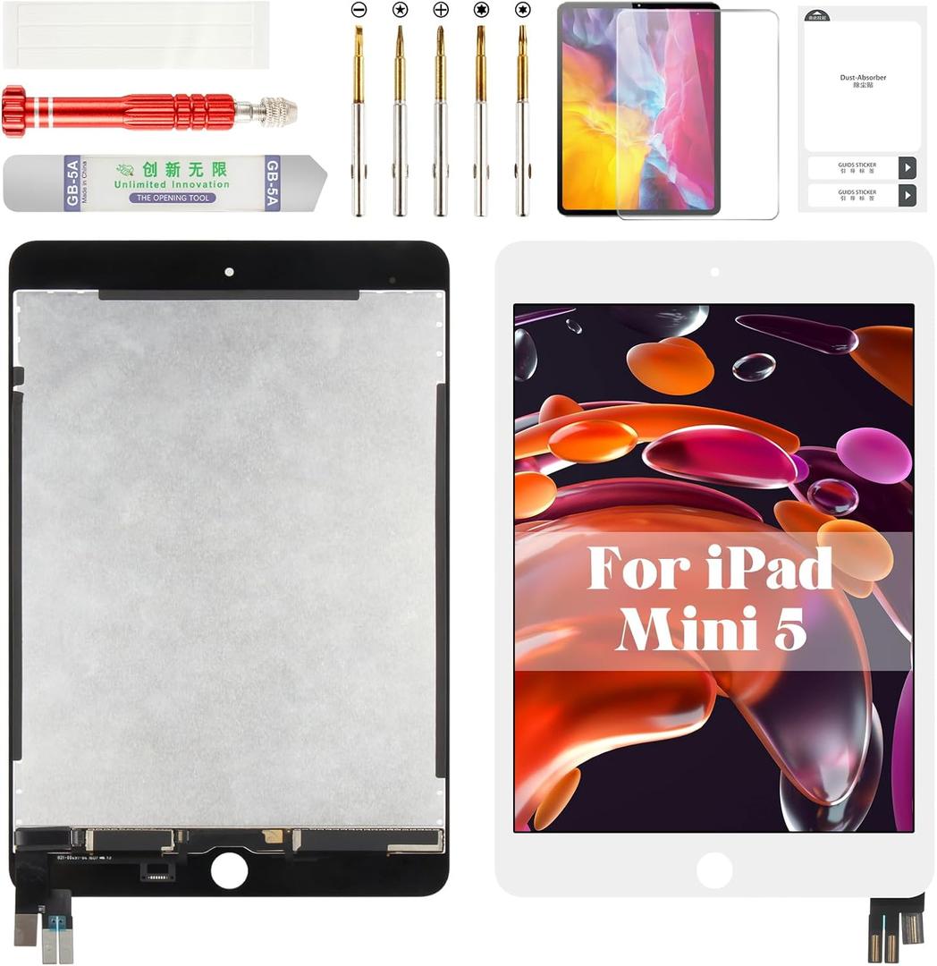 For iPad mini 5 Screen Replacement for iPad mini 5 LCD A2126 for iPad mini 5 Digitizer Display Screen Touch Assembly Repair Kits A2133 A2124 A2125 White