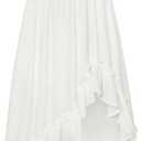 Scarlet Darkness Renaissance Midi Skirt Asymmetrical Ruffle Summer Flowy Skirt with Pockets (Large, White)