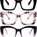 REAVEE Oversized Square Reading Glasses for Women, Blue Light Blocking Large Frame Computer Readers Spring Hinge