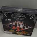 Elbow Room Games Family Game Set, 10 Classic Games with Wooden Storage Box and Built-in Game Boards, Endless Fun for Game Nights, Gatherings & Travel, 2+ Players