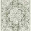 LIVEBOX Washable Area Rug 3x5 - Vintage Tribal Non-Slip Indoor Rugs for Kitchen Entryway, Low-Pile Front Door Mat Print Distressed Accent Throw Rug for Bedroom Entry Foyer Laundry Room, Sage