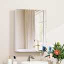 14 x 18 Medicine Cabinet Mirror, Mount or Recessed Bathroom Mirror with Storage, Aluminum Framed Medicine Cabinet with Adjustable Shelves for Bathroom Vanity Modern Farmhouse