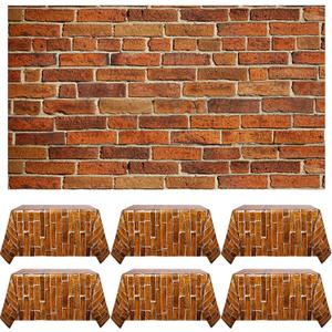 Chuangdi Brick Stone Wall Stone Wall Scene Setter Brick Sheet Wallpaper Curtains Door Removable Tablecloth Photo for Halloween Christmas Party and Home Decor(Retro Red,6 Pcs)