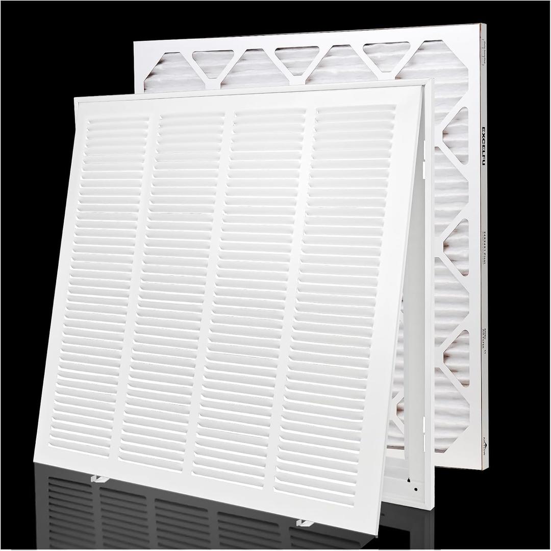 16x16 Return Air Filter Grille for 16"W x 16"H Duct Opening,Wall Return Air Vent Cover Grille with Filter [Included 1PK 1"Thick],Steel HVAC Vent Cover Filter Grill Outer Dimension: 18 5/8"W X 18 5/8"H