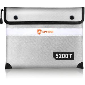 Upgraded Fireproof Document Bag 5200F, 14.2 X 11 Waterproof Fireproof Bag with Zipper, 8 Layers of Heat Insulated Materials, Fireproof Money Bag for Cash, Important Documents and Valuables fire bag (Large Size, Silver Gray)