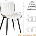 YOUNUOKE Mid-Century Modern Dining Chairs Set of 2, White PU Leather Upholstered Kitchen Chairs with Black Metal Legs, Armless Accent Chair for Dining Room, Guest Reception Room, 17.7In X 19.3In X 31.1In