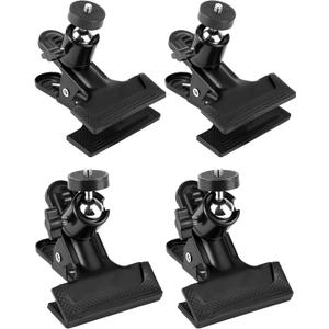 QWORK 4 Pack Multifunctional Tripod Camera Clamp Flash Holder with 360 Swivel Tripod Mini Ball Head, Black