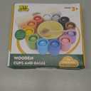 Ball in Cup Montessori Wooden Rainbow Color Sorting Toy for Toddlers - Preschool Color Matching - 12 Balls 40mm