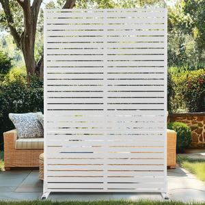 72" H47" W Metal Outdoor Privacy Screen Freestanding, Panels for Patio Lawn Deck, Freestanding Decorative Privacy Screen for Balcony Yard&Garden(Consists of 3 Panels)
