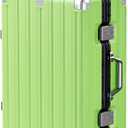 Krute Zipperless Luggage 24 Inch Aluminum Frame Suitcase with Spinner Wheels PC+ABS Hardide Checked Luggage TSA Approved (Green)