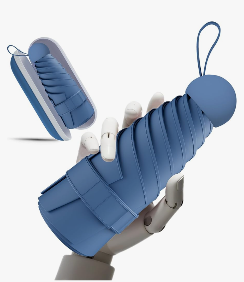 Windproof Mini Travel Folding Umbrella - UPF 50+ Sun & Rain Protection, Small Compact Lightweight Design Fits in Pocket or Bag, Eco-Friendly Fabric Wallet Umbrella for Commuter, Men Women Boys Girls