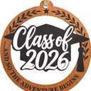 2 x Class of 2026 Ornament - Graduation Gift – Cap & Tassel | Senior Keepsake – Congrats Card – Graduation Ornament 2026 – Solid Wood Laser-Cut – Car Hanging
