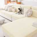 hyha Waterproof Couch Cushion Covers, Waterproof Sectional Couch Covers for Cushion Sofa for Pets, Stretch Sofa Slipcover Washable with Elastic Bottom(Back Cover L, Beige)
