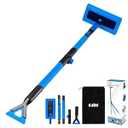 E-SDS 60” Snow Broom Ice Scraper Bendable Snow Remover for Cars with 12.2” Foam Head, Extendable Snow Brush for Car, Truck and SUV, Blue
