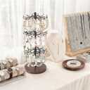 Mkono Bracelet Holder Gold Metal Rotating Bracelet Display Stand 3 Tier Jewelry Tower rack with 36 Hooks and Wood Base Modern Adjustable Storage Organizer Tree for Selling KeyChain Bangle Accessories