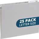 25 Blue Summit Supplies Grey Hanging File Folders Letter Size - Durable 11pt Paper, Hanging File Folders Gray, Plastic Tabs and Inserts Included, Perfect for Office Organization