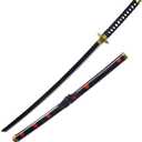 Katana Sword Cosplay Sword 41 inches Bamboo Toy Swords Cosplay Props with Display Stand Original Texture