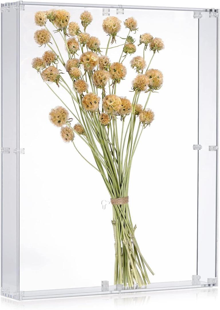 16x20 Acrylic Shadow Box, Assemble Display Case, DIY Tabletop/Wall Mount Display Frame, All Clear Memory Box for Dried Flowers/Kids Room/Birthday/Wedding(16x20x3, Assemble Frame)