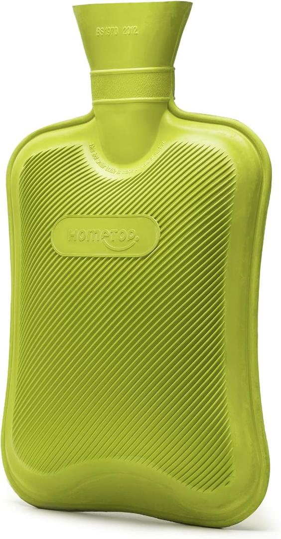 HomeTop Premium Classic Rubber Hot Water Bottle (Green) (67.63 Fl Oz (Pack of 1))