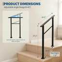 IDEALHOUSE 2 Step Outdoor Stair Handrail Kit, Black Aluminum & Iron Construction for Porch Steps, Easy Tool-Assembly Safety Railing, All Hardware & Gloves Included (1 Pack)