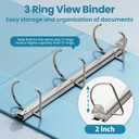 SUNEE 3 Ring Binder 2 Inch D Ring, Clear View Binder Three Ring PVC-Free (Fit 8.5x11 Inches) for School or Office Supplies, Sky Blue, 1 Pack