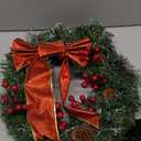 MorTime 16 Inches LED Christmas Wreath with Pinecones Red Berries, Red Bowknot Lighted Christmas Wreath with 40 LED Warm White Lights for Winter Holidays Home Decoration