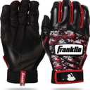 Franklin Sports MLB Youth Batting Gloves - Digitek Camo Baseball + Softball - Premium Leather - Many Sizes + Colors - Youth (Medium, Gray/Red)
