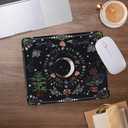 Boho Witchy Floral Moon Phase Mouse Pad, Vintage Boho Botanical Crescent Moon Moonlight Mousepad for Desk Home Office Dorm Computers Laptop Gaming Accessories, 8.7x7.1 Inch